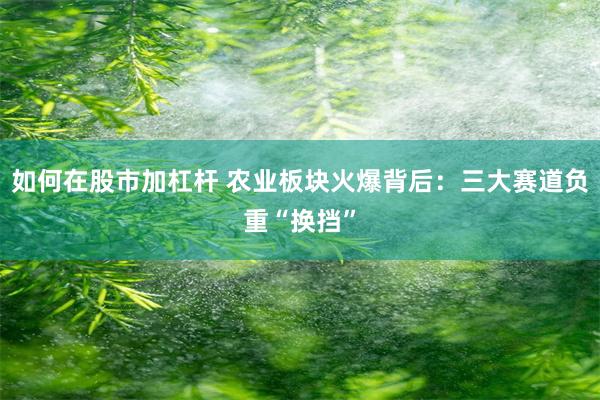 如何在股市加杠杆 农业板块火爆背后：三大赛道负重“换挡”